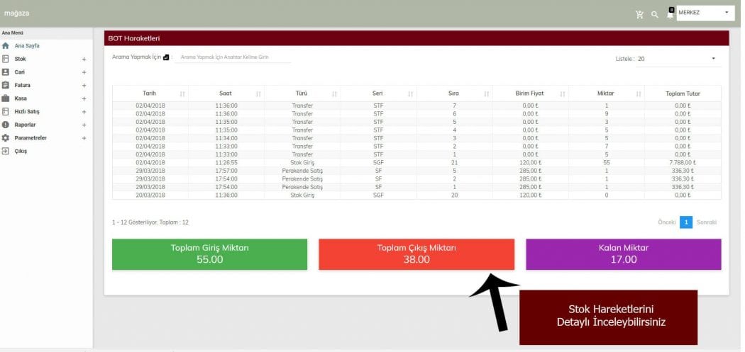 b2b özel yazılım geliştirme bayi ve saha stok giriş çıkış yönetim ekranı